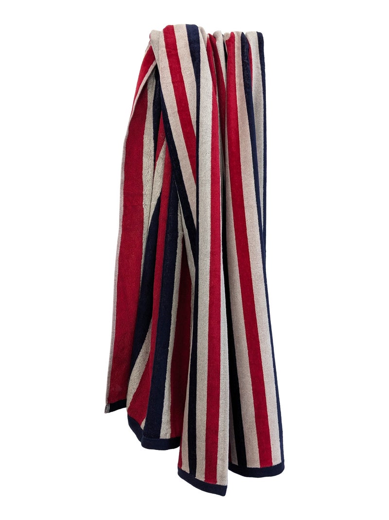 Drap de plage 100x180 cm ATLANTIQUE Bleu Rouge - Kiabi