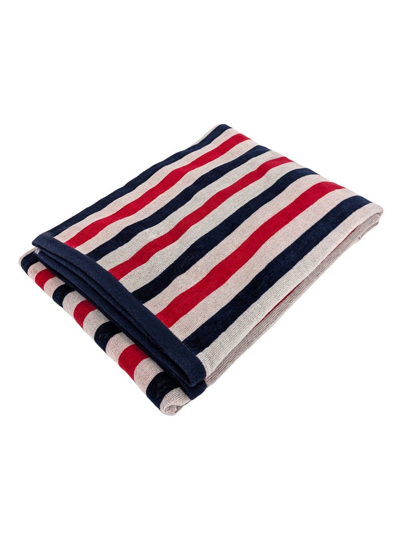 Drap de plage 100x180 cm ATLANTIQUE Bleu Rouge - Kiabi