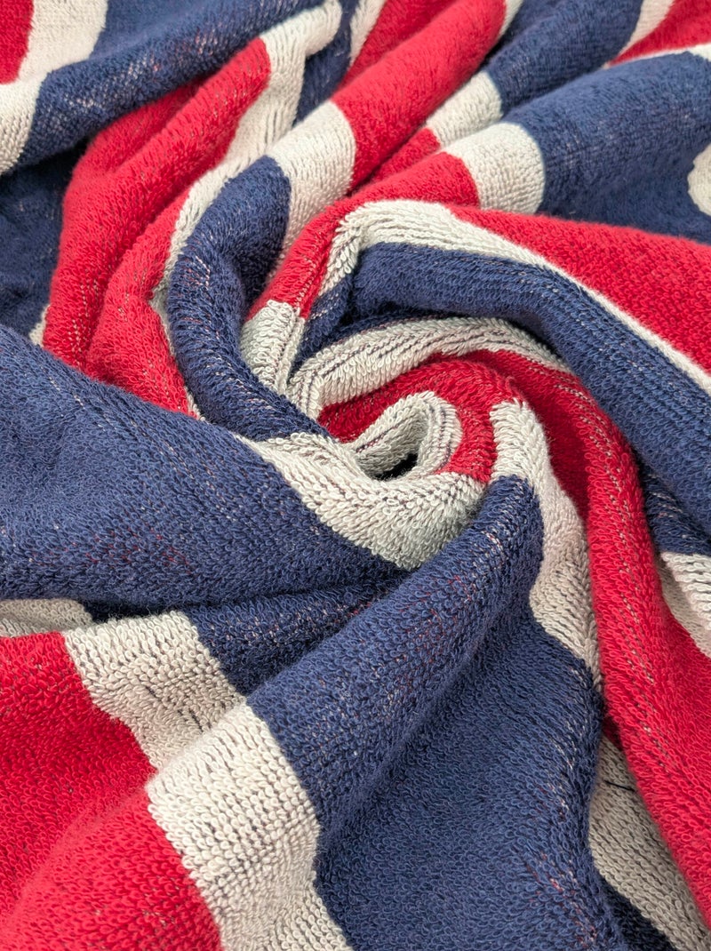 Drap de plage 100x180 cm ATLANTIQUE Bleu Rouge - Kiabi