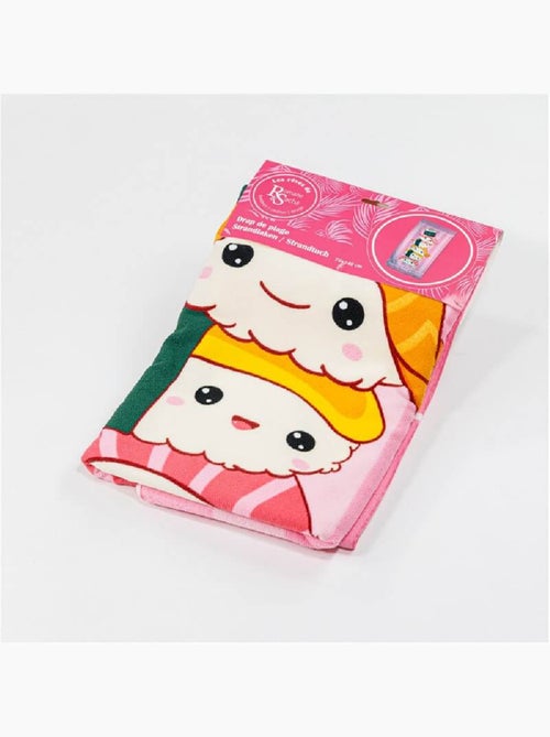 Drap de Plage 70x140 cm 100% Polyester | Kawaii Sushi & Rolls Empilés Rose Rayures Japonais - Kiabi Drap de Plage 70x140 cm 100% Polyester | Kawaii Sushi & Rolls Empilés Rose Rayures Japonais - Kiabi