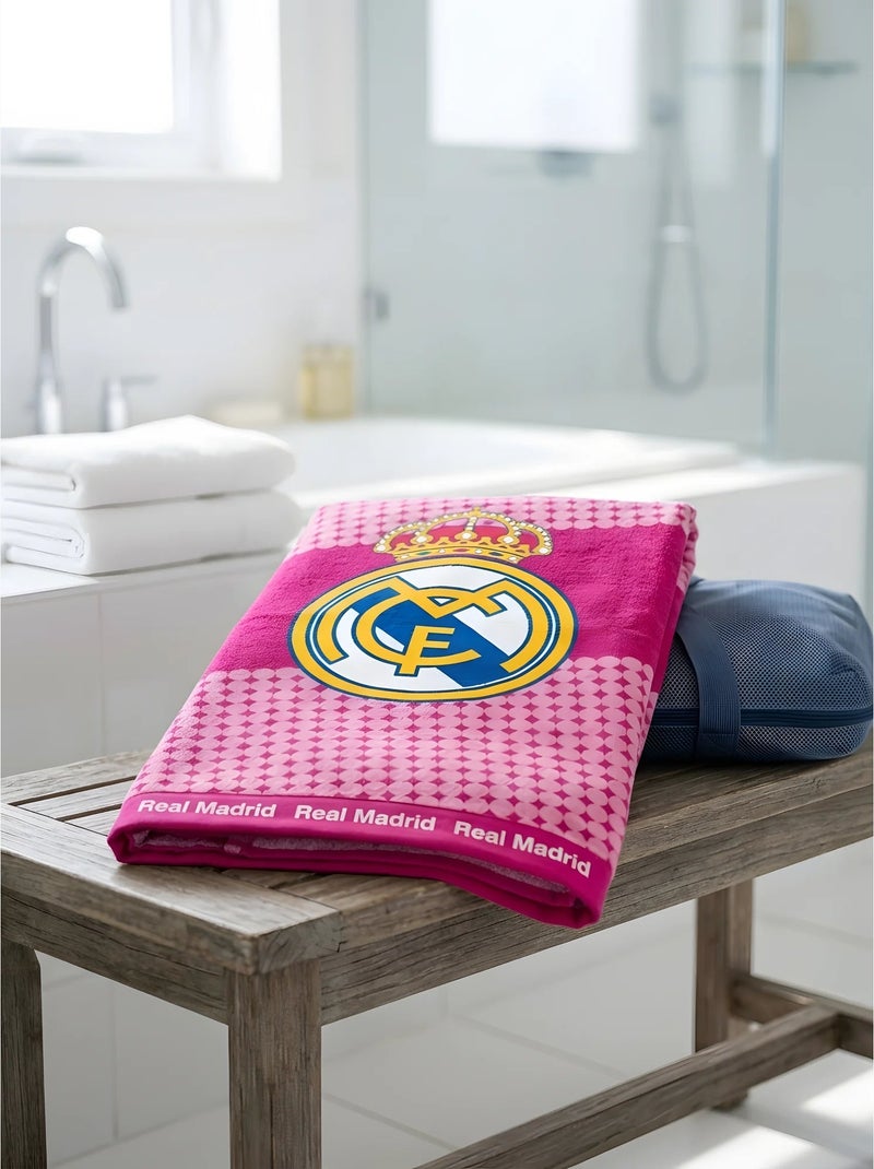 Drap de plage coton 100% 350 gsm real madrid Rose - Kiabi