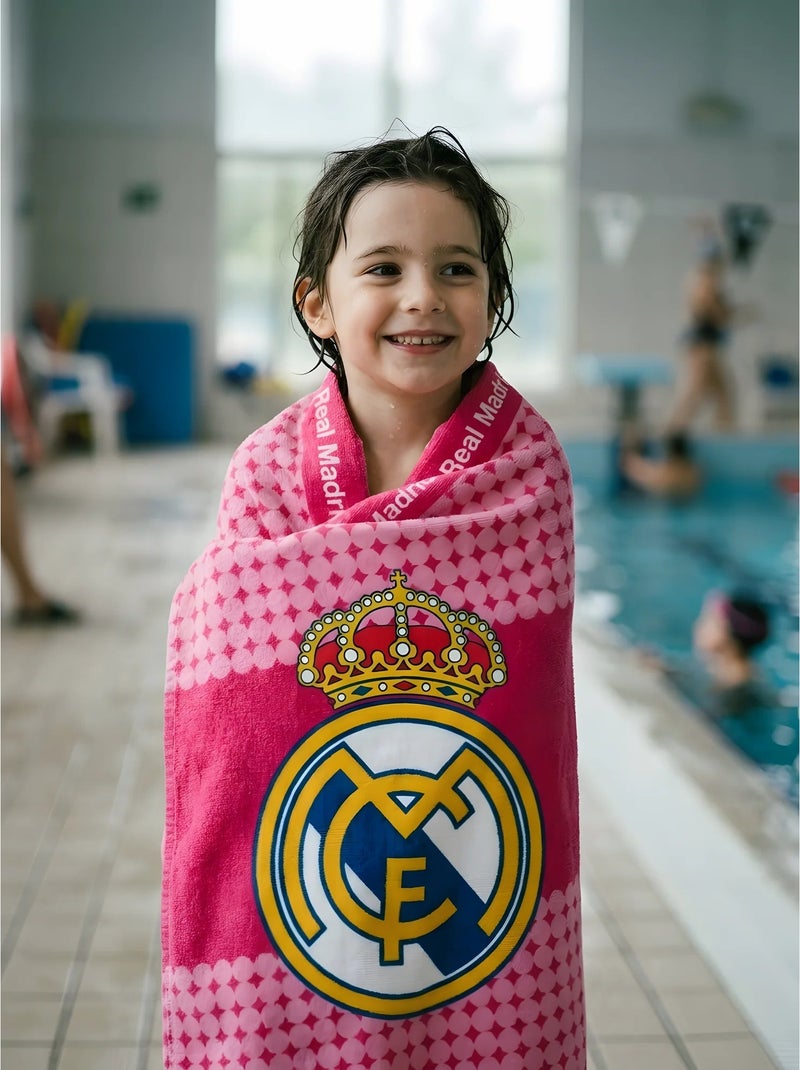 Drap de plage coton 100% 350 gsm real madrid Rose - Kiabi