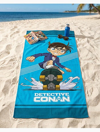 Drap de Plage Détective Conan 70x140 cm 100% Polyester | Conan Skateboard Bleu