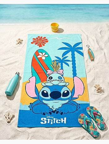 Drap de Plage Disney Stitch 70x140 cm 100% Polyester | Stitch & Scrump Surf Bleu Turquoise Hawaï