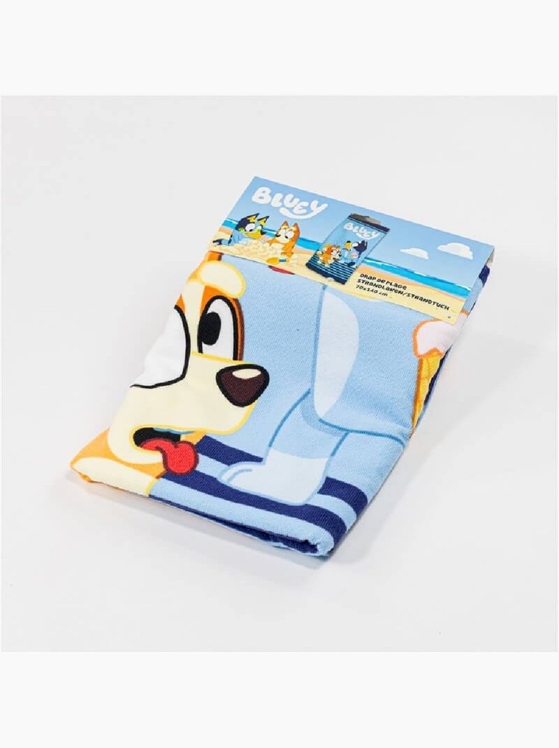 Drap de Plage Enfant Bluey 70x140 cm 100% Polyester Noir Beige Bleu - Kiabi