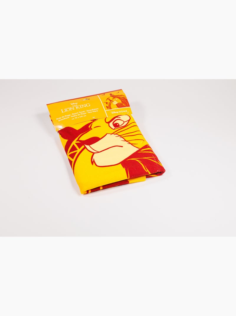 Drap de Plage Enfant Le Roi Lion Disney 70x140 cm 100% Polyester Noir Jaune Noir - Kiabi