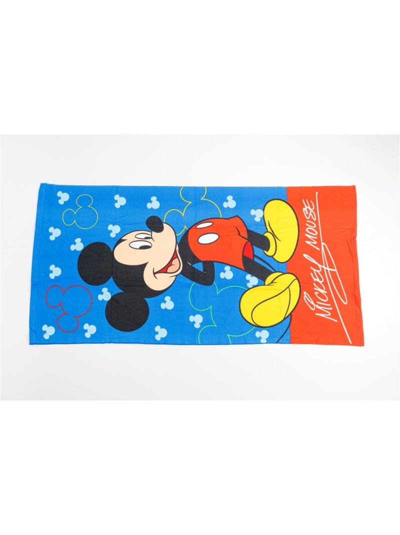Drap de Plage Enfant Mickey Mouse Disney 70x140 cm 100% Coton Bleu ciel/Gris/Blanc perle/Transparent - Kiabi