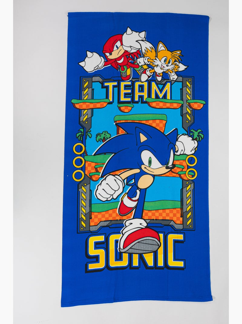Drap de Plage Enfant Team Sonic 70x140 cm 100% Polyester Noir Bleu - Kiabi