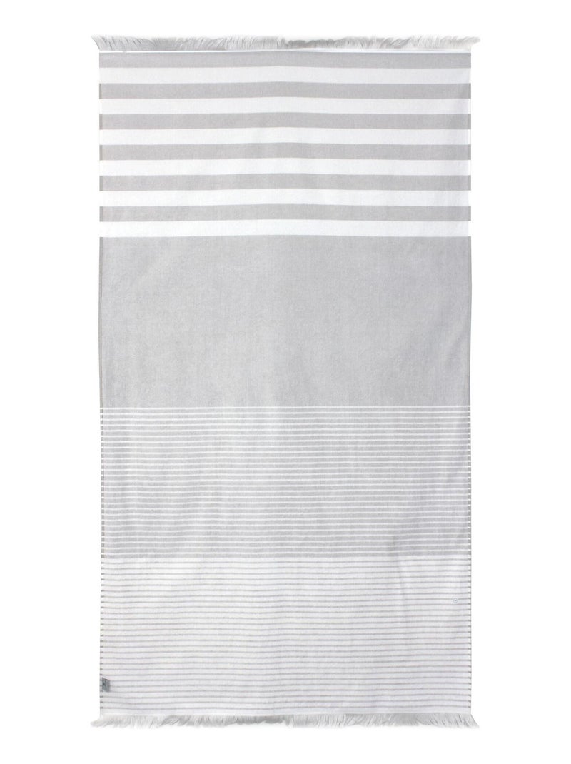 Drap de plage Fouta coton 290 g/m² Rayures Beige - Kiabi