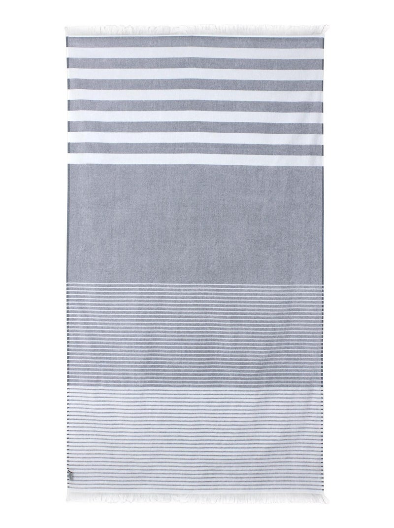 Drap de plage Fouta coton 290 g/m² Rayures Bleu - Kiabi