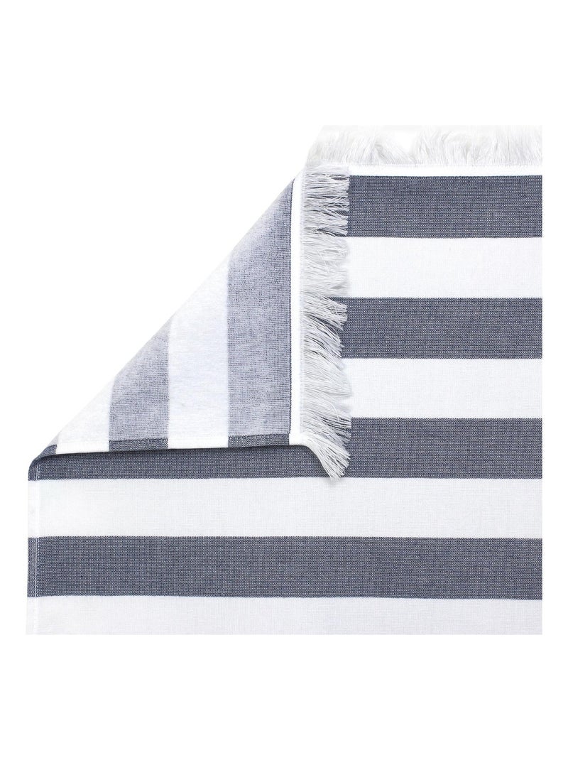 Drap de plage Fouta coton 290 g/m² Rayures Bleu - Kiabi