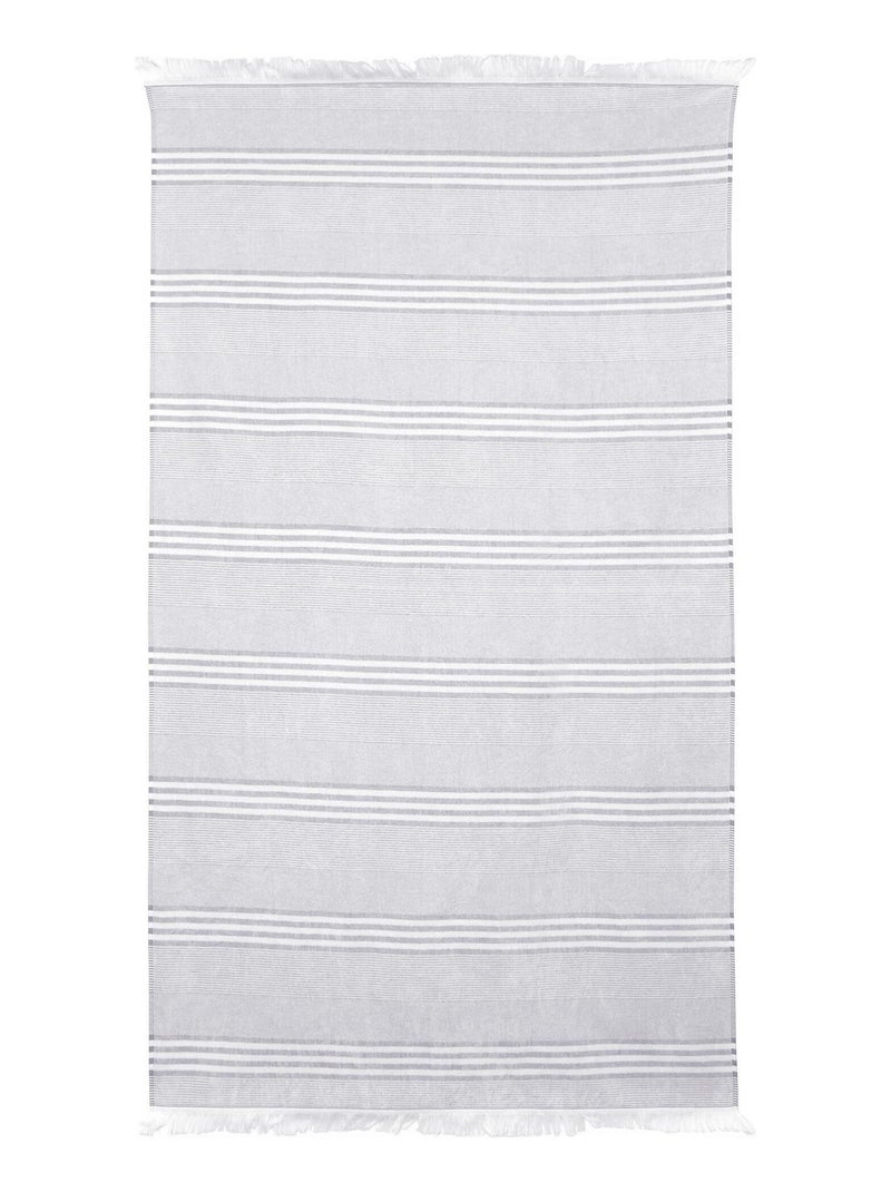 Drap de plage Fouta Rayures Gris - Kiabi