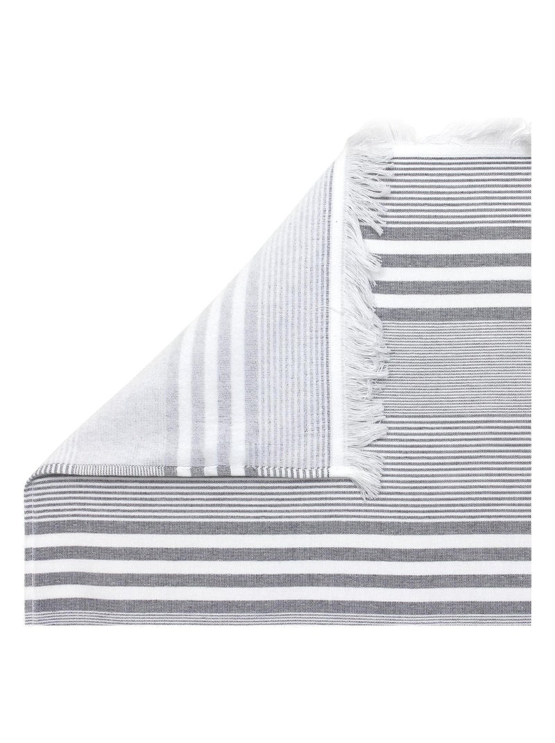 Drap de plage Fouta Rayures Gris - Kiabi