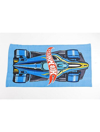Drap de Plage Garçon Hot Wheels 70x140 cm 100% Polyester | Voiture de Course Bleue