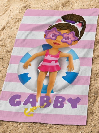 Drap de plage imprimé 100% coton, GABBY ET LA MAISON MAGIQUE PINK