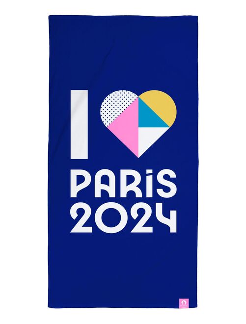 Drap de plage imprimé 100% coton, PARIS 2024 JEUX OLYMPIQUES COEUR - Kiabi