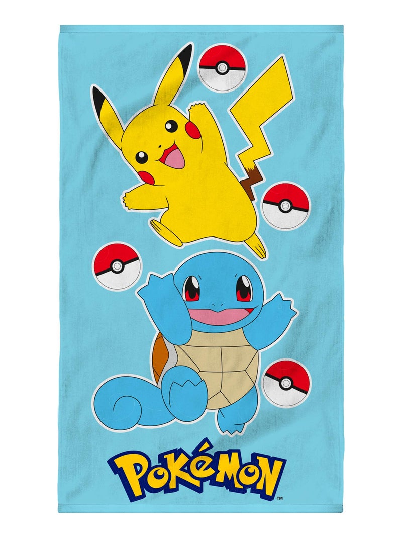 Drap de plage imprimé 100% coton, POKEMON PORT Bleu ciel - Kiabi