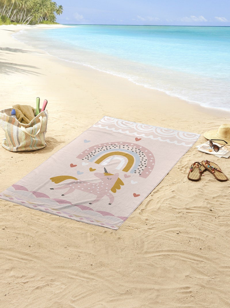 Drap de plage 'Licorne' Rose - Kiabi