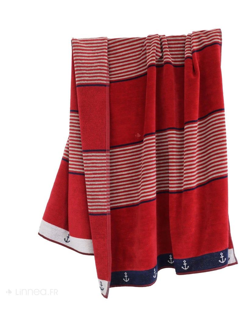 Drap de plage SAILOR Bleu Rouge - Kiabi