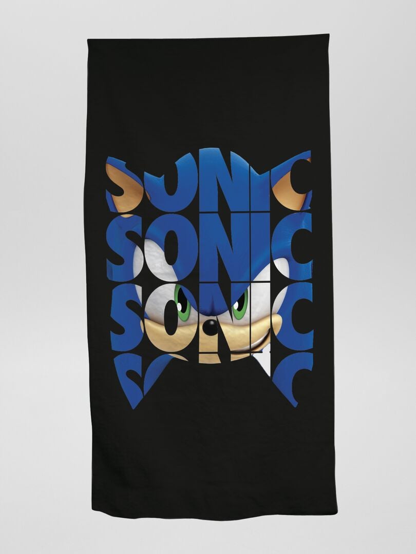 Drap de plage "Sonic" noir/bleu - Kiabi
