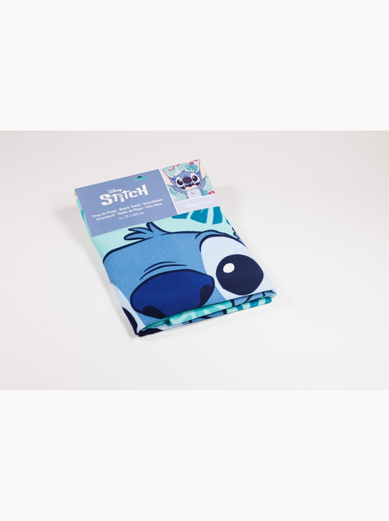 Drap de Plage Stitch Disney 70x140 cm 100% Polyester Bleu turquoise - Kiabi