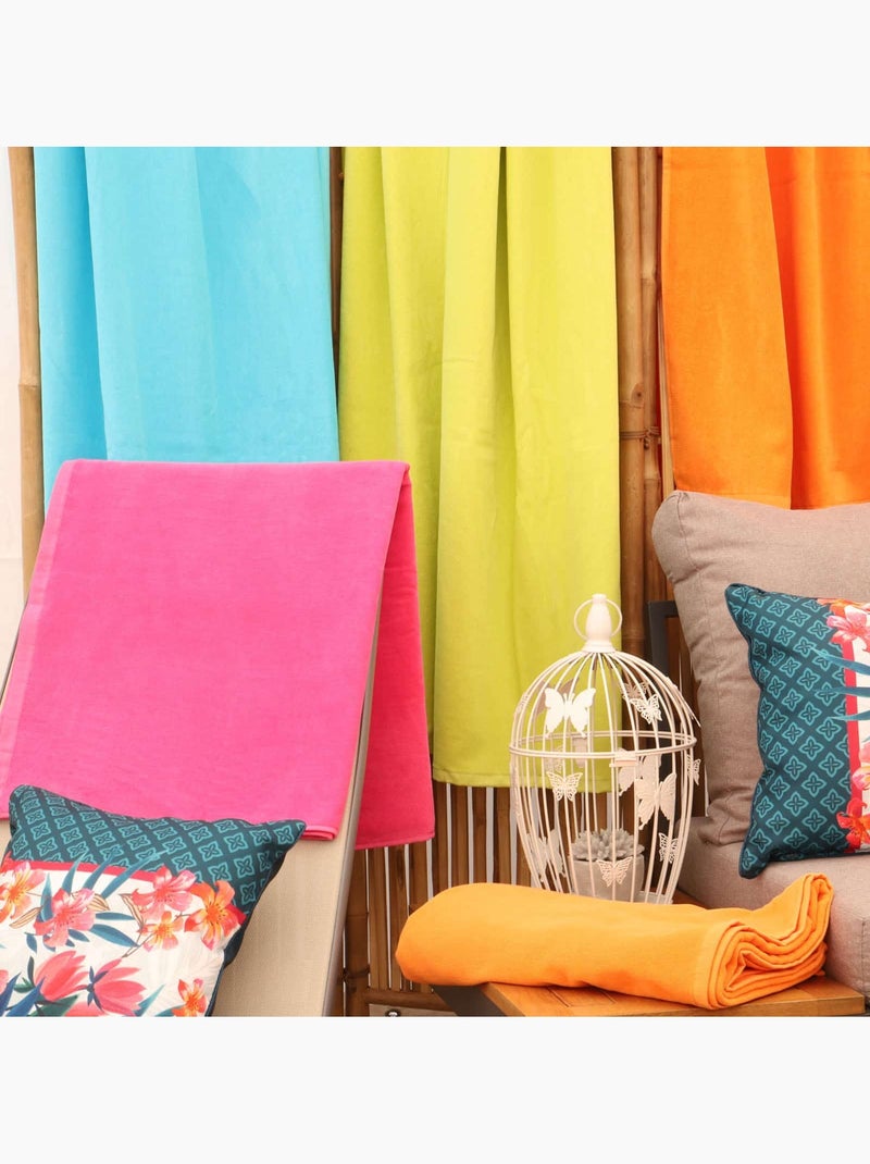 Drap de plage unis coton SUN Orange - Kiabi