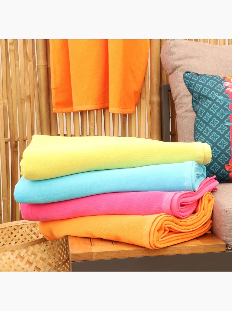 Drap de plage unis coton SUN Vert - Kiabi