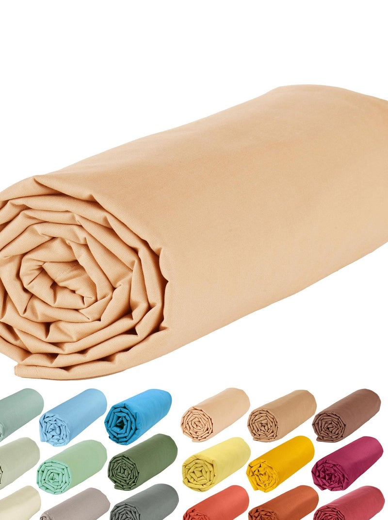 Drap dousse lit bébé 60x120 cm - 100% coton Bio - 'P'tit Basile' Beige argile - Kiabi