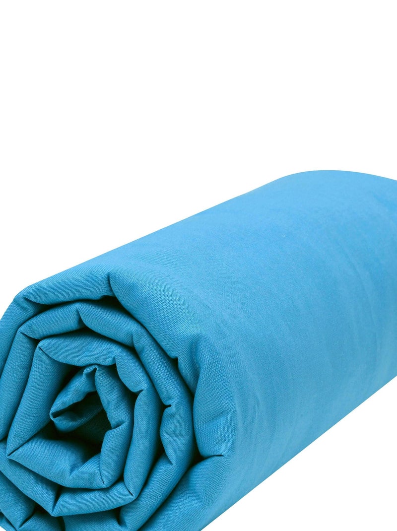 Drap dousse lit bébé 60x120 cm - 100% coton Bio - 'P'tit Basile' Bleu canard - Kiabi