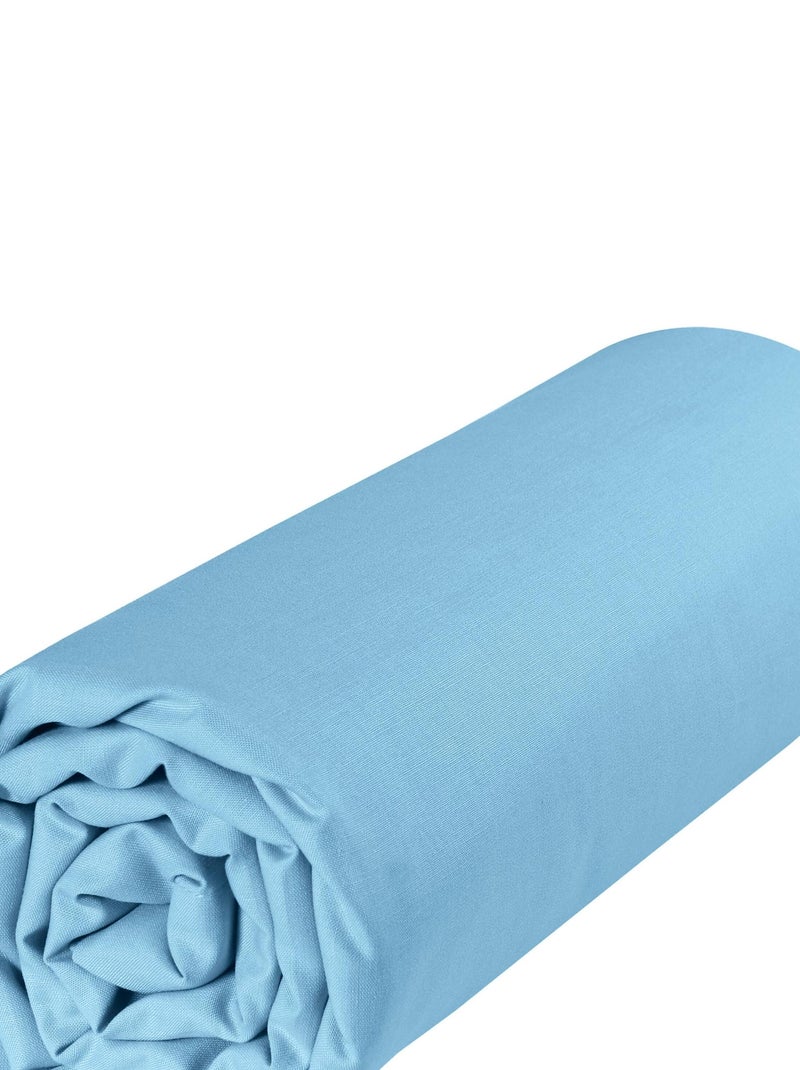 Drap dousse lit bébé 60x120 cm - 100% coton Bio - 'P'tit Basile' Bleu ciel - Kiabi