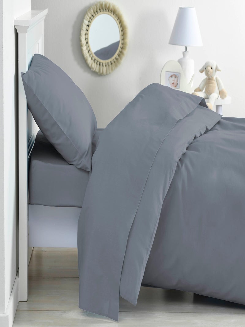 Drap dousse lit bébé 60x120 cm - 100% coton Bio - 'P'tit Basile' Gris foncé - Kiabi
