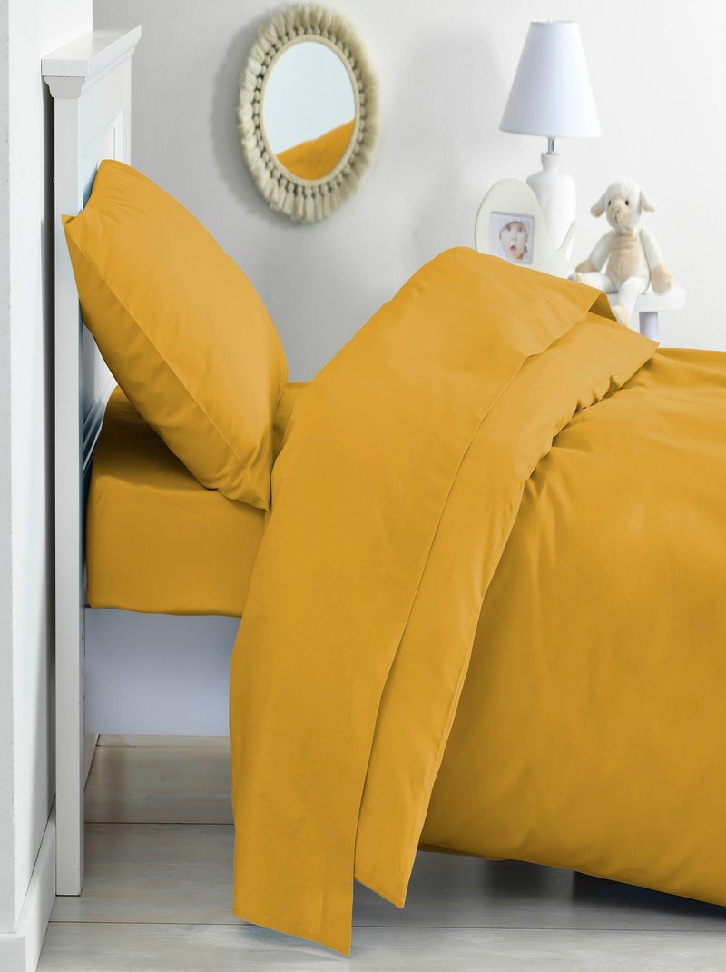 Drap dousse lit bébé 60x120 cm - 100% coton Bio - 'P'tit Basile' Jaune moutarde - Kiabi