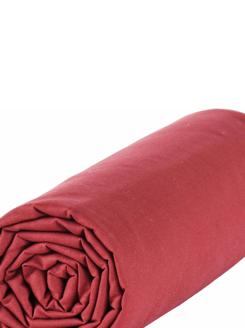 Drap dousse lit bébé 60x120 cm - 100% coton Bio - 'P'tit Basile' Rouge bordeaux - Kiabi