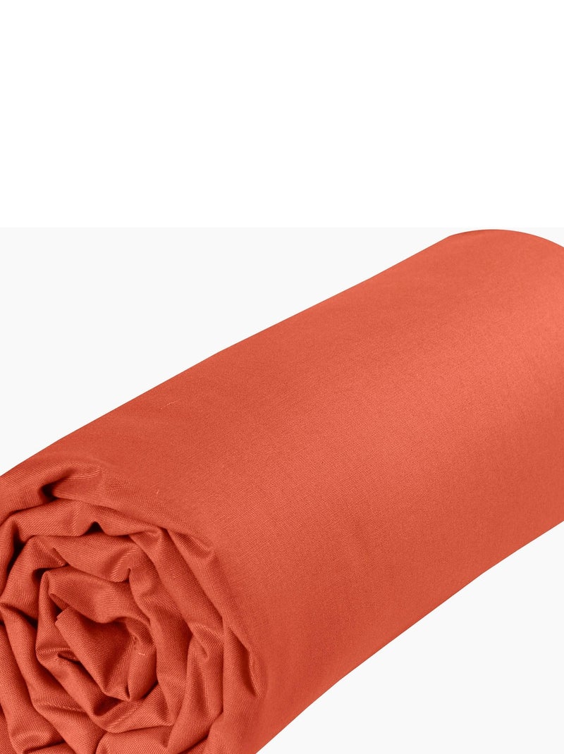 Drap dousse lit bébé 60x120 cm - 100% coton Bio - 'P'tit Basile' Rouge brique - Kiabi