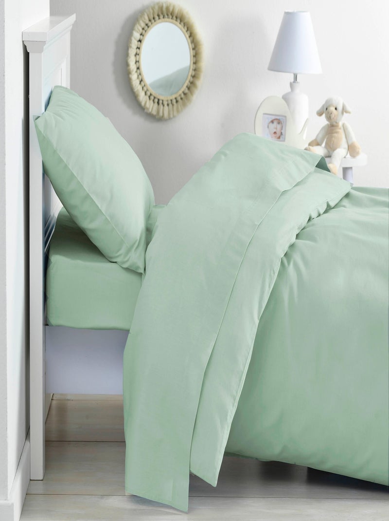 Drap dousse lit bébé 60x120 cm - 100% coton Bio - 'P'tit Basile' Vert d'eau - Kiabi