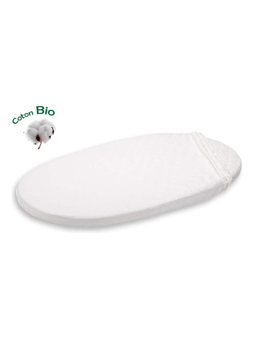 Drap-housse bébé blanc en coton bio 40x80 cm
