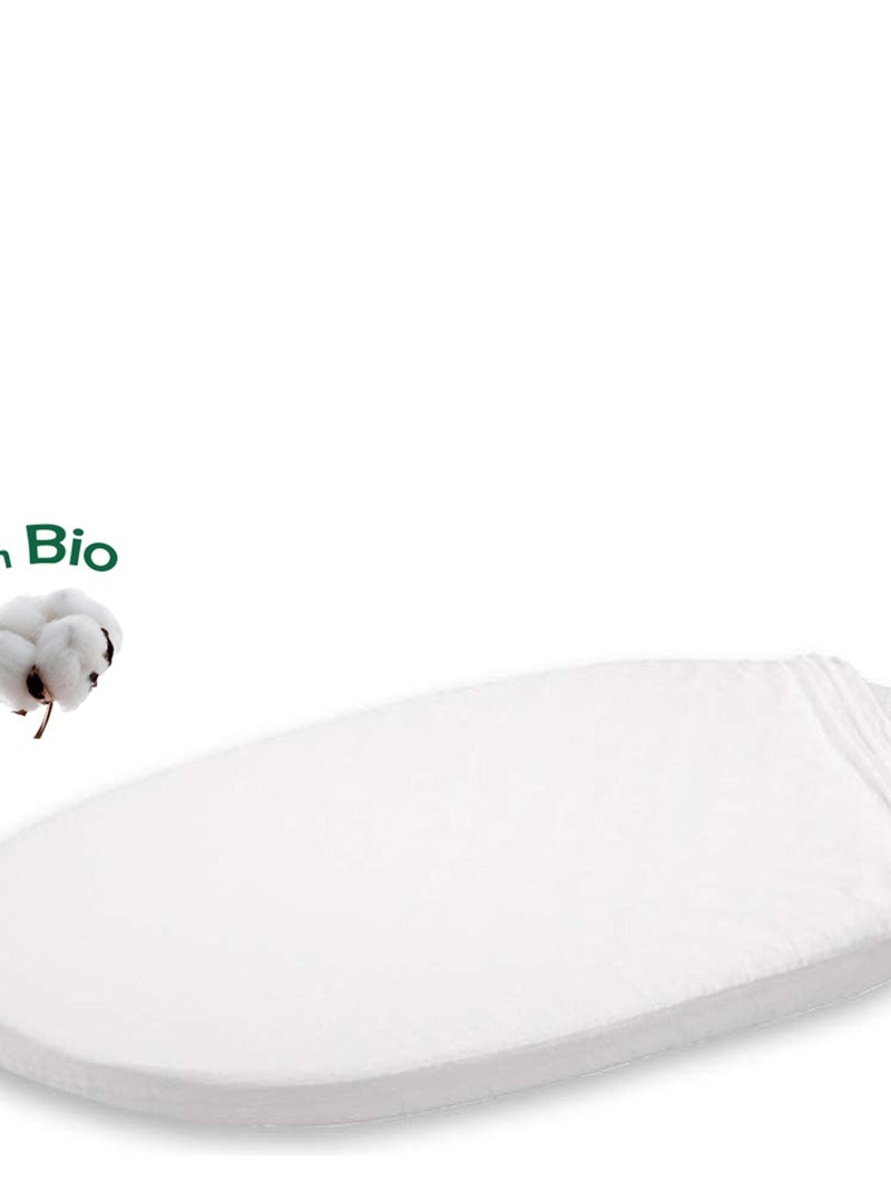 Drap dousse ovale bébé 40x80 cm  berceau couffin - 100% coton Bio Blanc - Kiabi