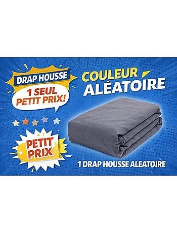 Drap housse - 100% coton 57 fils, bonnet 25 cm, coins élastiques - couleur aléatoire