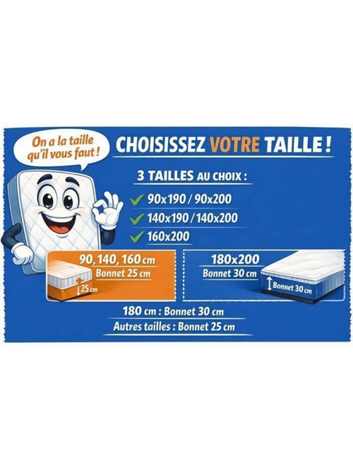 Drap housse - 100% coton 57 fils, bonnet 25 cm, coins élastiques - couleur aléatoire - Kiabi Drap housse - 100% coton 57 fils, bonnet 25 cm, coins élastiques - couleur aléatoire - Kiabi