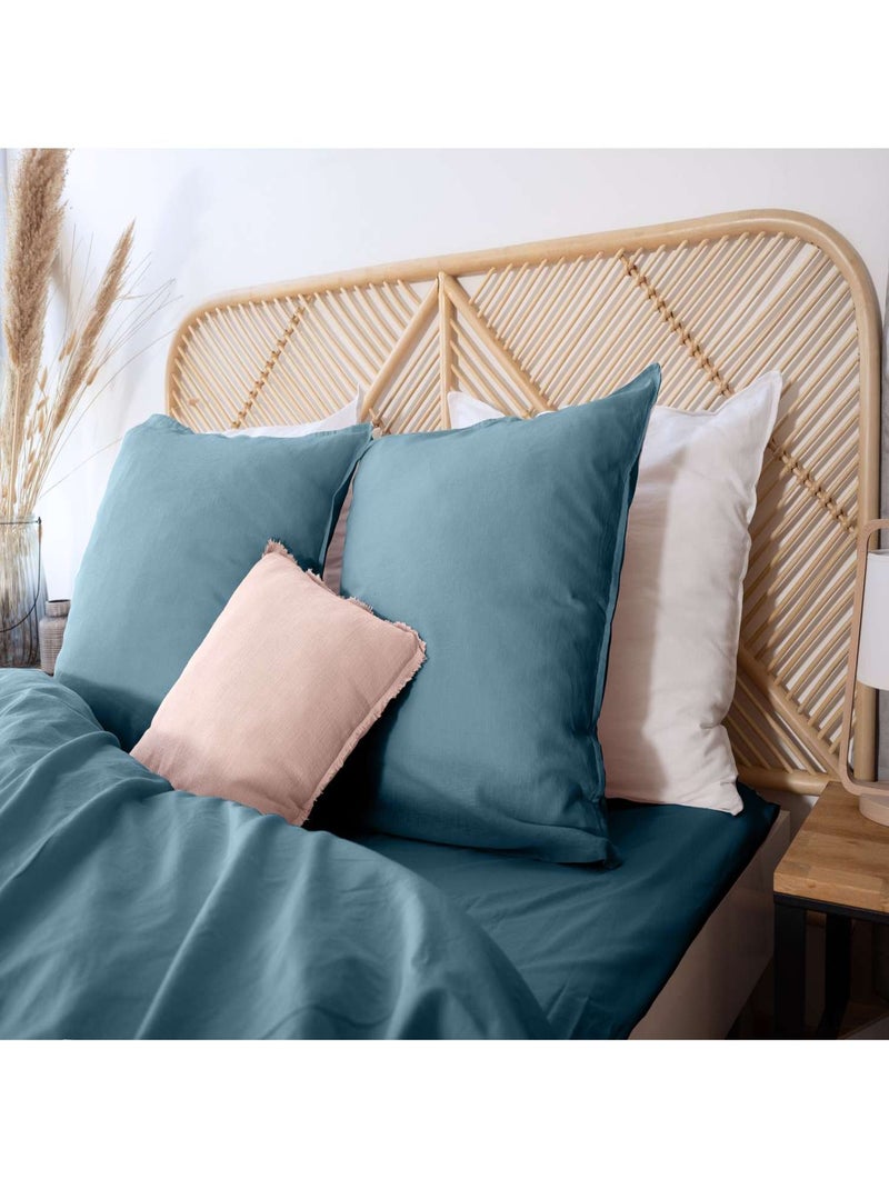 Drap housse - 100% coton lavé 57 fils Bleu foncé - Kiabi