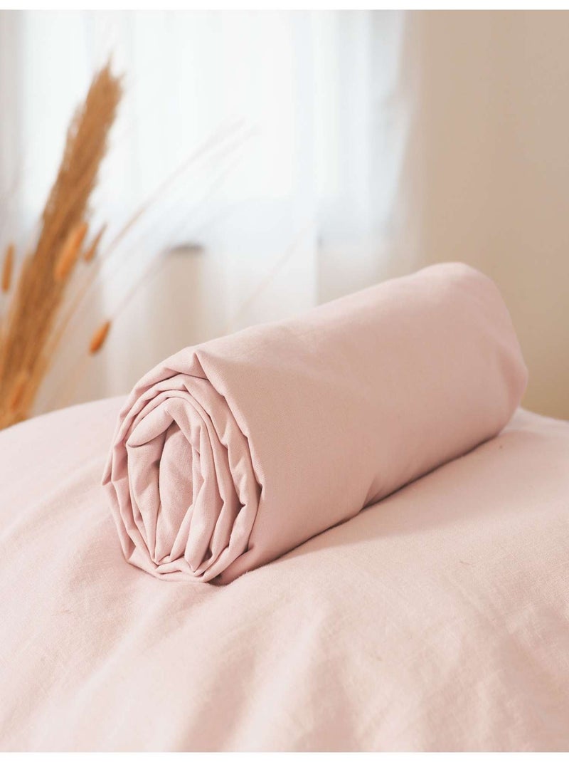 Drap housse - 100% coton lavé 57 fils Rose - Kiabi