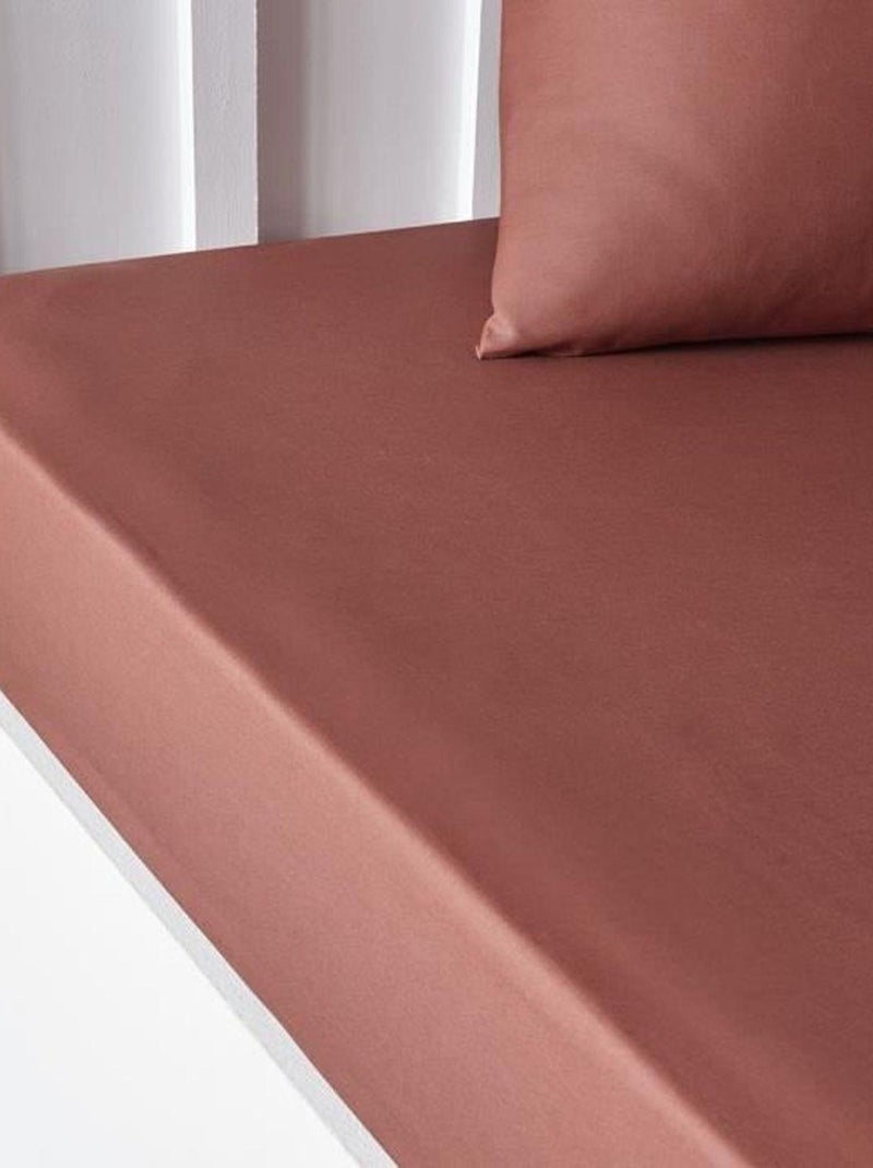 Drap housse - 140 x 190 cm uni - Terracotta - TODAY Rouge - Kiabi