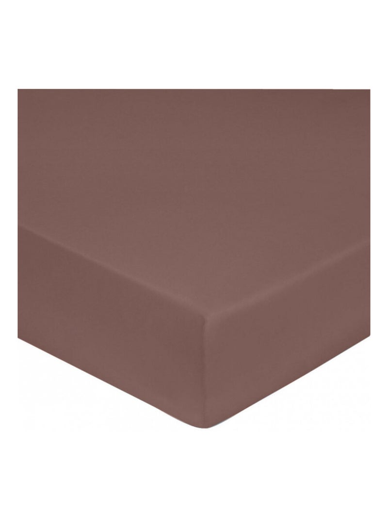 Drap housse - Blanc avenue Paris - 100% Satin de coton Peigné" / 80 fils/cm² Bois de rose - Kiabi