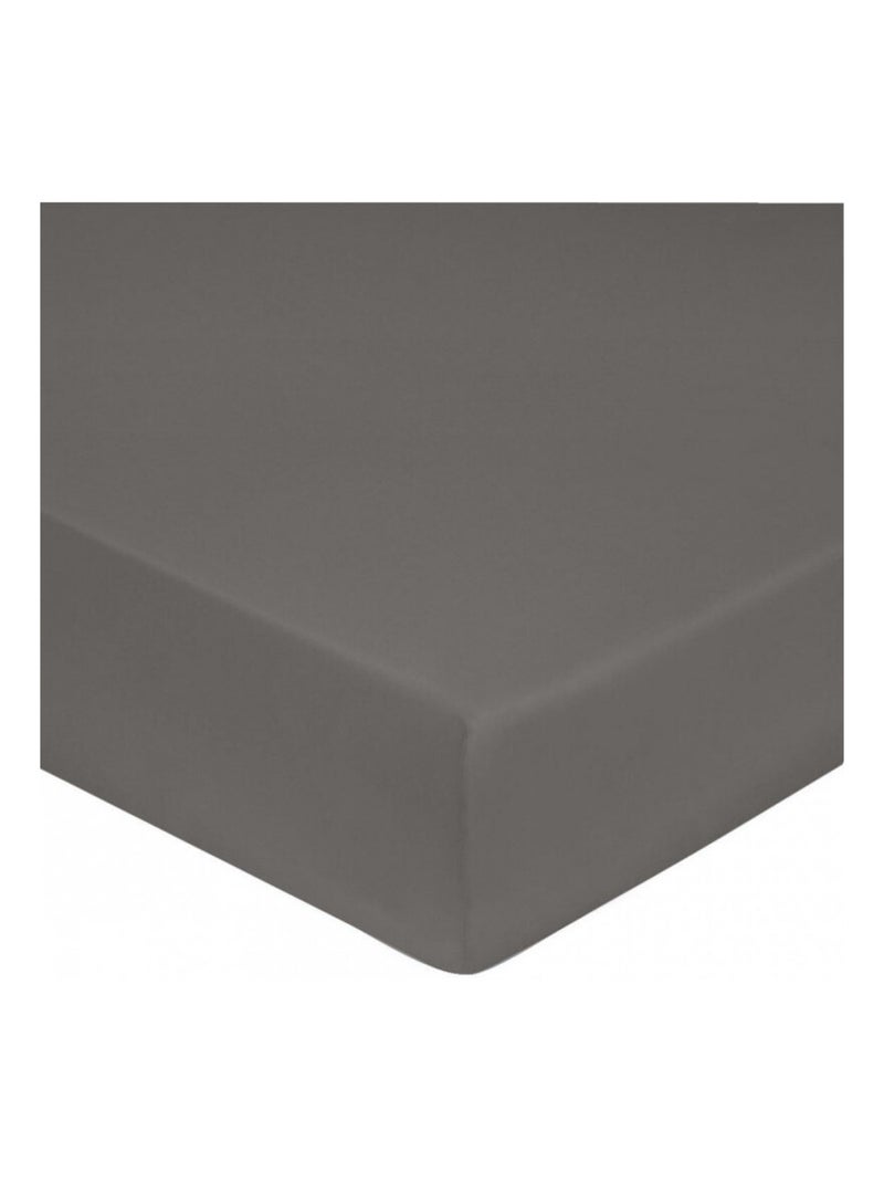 Drap housse - Blanc avenue Paris - 100% Satin de coton Peigné" / 80 fils/cm² Gris - Kiabi