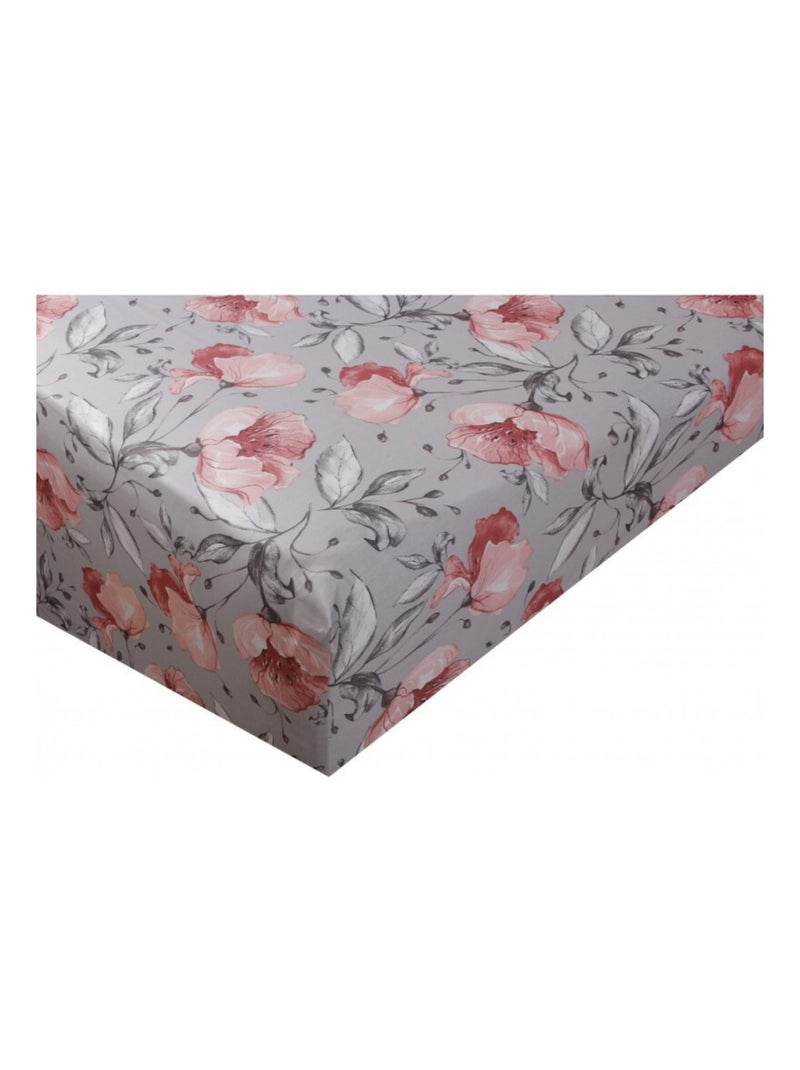 Drap housse - Blanc avenue Paris - 100% Satin de coton Peigné" / 80 fils/cm² Gris - Kiabi