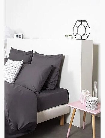 Drap housse uni polycoton 140x190 cm prune