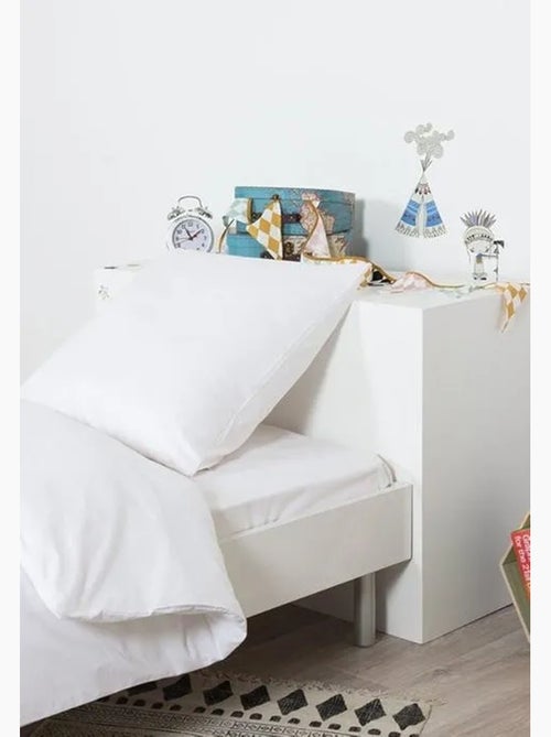Drap housse - cote deco - 90x190 cm - blanc - bonnet 25 cm - lavable 60° - Kiabi