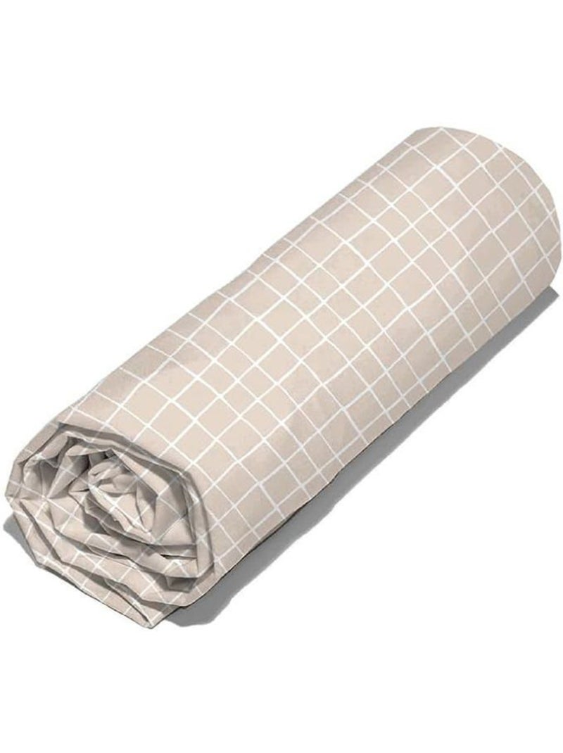 Drap housse - cote deco - 90x190 cm - motif carreaux beige et blanc - bonnet 25 cm - microfibre Beige - Kiabi