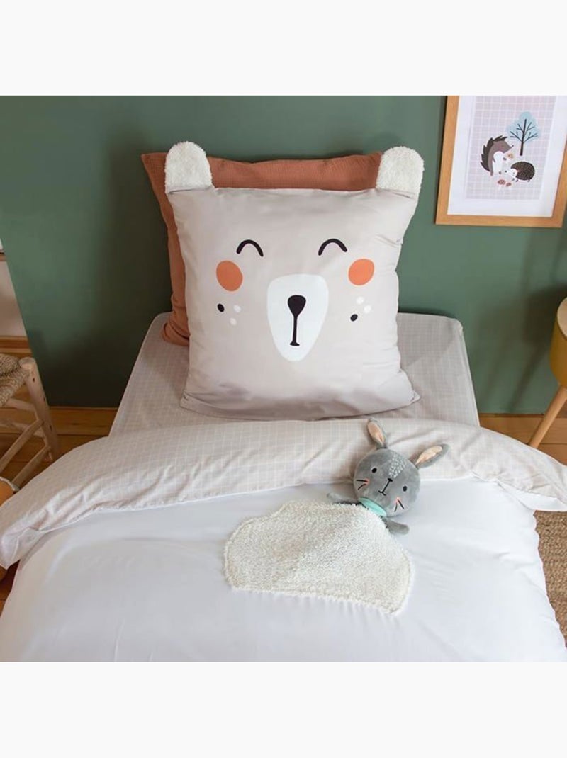 Drap housse - cote deco - 90x190 cm - motif carreaux beige et blanc - bonnet 25 cm - microfibre Beige - Kiabi