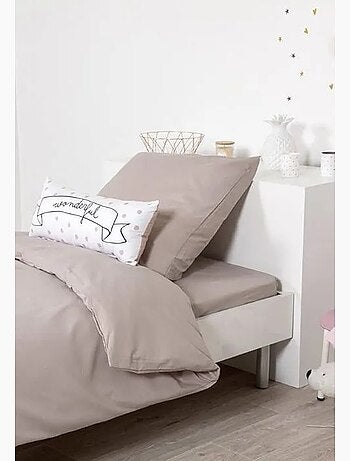 Drap housse uni polycoton 140x190 cm prune